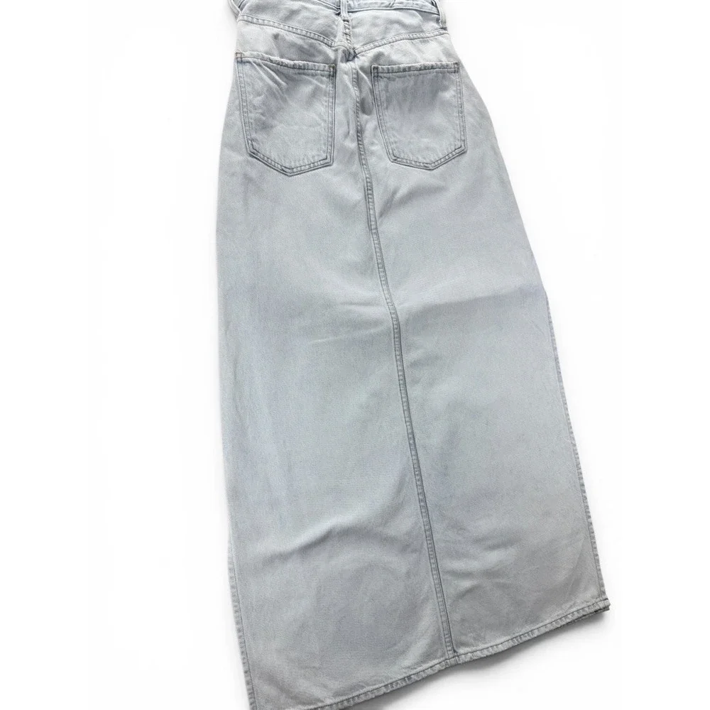 AGOLDE Astrid Denim Maxi Skirt 26 Light Wash Side Slit Made USA